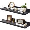 Jemyxhw Mensole da Muro Set di 2 Mensole da Parete in Legno, 40 cm Nero | Con labbra, Per cameretta dei bambini, Camera da letto, Soggiorno, Bagno e cucina