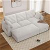 Generic Divano Moderno in Velluto con Mediana E Pouf, Entrambi Dotati di Spazio Per Conservazione, Mediana Reversibile Sinistra Destra, Braccioli con Tasche Porta Riviste, Schienale Capitonnato