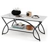LIFEZEAL Tavolino da Salotto, Tavolino Basso a 2 Ripiani, Tavolino da Caffè, da Divano, Moderno, in Legno, Gambe Curve in Metallo, Montaggio Semplice, per Soggiorno, Max 70kg, 100x50x45cm, Bianco