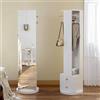 FOERPL Rotativo Specchio Integrale con Appendiabiti e Cassetti, Porta Cappotto Pilastro Girevole a 360° con Specchio a Piena Lunghezza, per Soggiorno,Camera da letto e Spogliatoio