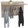 CDF Appendiabiti da Parete con Mensola 7 Ganci Rovere Sonoma 70x20x40 cm