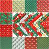 Qpout 10 Pezzi Tessuto Natalizio Cotone Lino Patchwork, 9,8 x 9,8 Pollici (25 cm x 25 cm) Tessuto per trapuntatura Natalizia Multicolore, Albero di Natale Fiocchi di Neve Campane Tessuto Quadrati