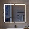 mojiasion 2 Ante Specchio Bagno Contenitore con LED, 70×60 cm, Touch, 3 Colori Luce Dimmerabili, Stazione Ricarica (2 USB + 2 Prese) - Mobile Bagno Specchio con Luce e Contenitore