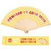 Winkee Powered by Good Vibes - Ventaglio divertente con messaggio e supporto per ventagli, pieghevole, in legno e tessuto, idea regalo per donne e amiche, 42,5 x 23 cm