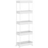 Klihome Carrello da Cucina con Ruote, Carrello a 5 Livelli, Carrellino Portaoggetti Stretto con 4 Ganci, Scaffale da Cucina, Bagno e Lavanderia, 39x20,5x107,5 cm, Bianco