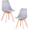 Uderkiny Set di 2 Sedie da Sala da Pranzo, Sedie Scandinave, Gambe in Legno Massello, Design Nordico ergonomico, Ideale per Sala da Pranzo, Soggiorno, Cucina, Camera da Letto (Grigio, 2)