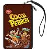 Buckle-Down The Flintstones Zip Around Clutch Wristlet Travel & Credit Card Holder Wallet, Cocoa Pebbles Fred and Barney Cereal Box Replica Brown, Tela