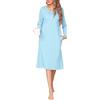 Wikoan Camicie da Notte da Donna Maniche Lunghe Cotone Azure,M