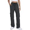 Tapata Pantaloni cargo leggeri da donna, con cavallo da 71/88/88/86 cm, per studio di danza, con increspature, per allenamento casual, Grigio scuro, M