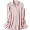 Efloorcoration Camicie da donna in seta 100% vera seta tinta unita a maniche lunghe camicette a bottone 2022 Primavera Estate Ufficio Lady Top Rosa XXL