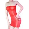 TouKingda Vestito da donna lucido senza spalline sexy vedere attraverso abito aderente per notte fuori look bagnato sottile lucido mini abiti da discoteca set lingerie elastica set biancheria da notte
