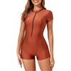 Générique Costume da Bagno Tankini Sportivo con Cerniera Frontale e Shorty integrato, ideale per la Spiaggia e la Piscina.