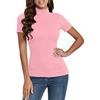 Totatuit Lupetto Donna Dolcevita Manica Corta Maglietta Elegante Tshirt a Costine Basic Top a Collo Alto Casual Pullover di Slim Fit S-XXL