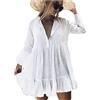 Lishengping Donne Tinta unita Camicette Da Spiaggia Camicia Coverup Tunica Mini Vestito Casual Bikini Costume Da Bagno Copertura Up