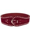 BlackButterfly Cintura Donna Velluto Borchie Fibbia Oro, Rosso vino, L
