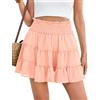 CMTOP Gonna Donna Corta Estiva Elastica a Vita Alta Minigonna A-Linea Balze Tulle Gonne Elegante Tinta Unita Gonna Pantaloncino Spiaggia Mini Gonna con Pantaloncini sotto