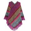 Jdlsppl Poncho da donna maglione a zig zag lavorato a maglia messicano poncho avvolgente autunno hippie morbida frangia scialle uncinetto mantello asimmetrico, Rosa, taglia unica