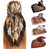 upeilxd, 4 foulard in simil seta da donna, foulard satinati per capelli o sciarpa, quadrato, 90 cm, 35 x 35 Inch