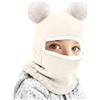 mizikuu Cappello Inverno per Bambino, Beanie Lavorato a Maglia Calda Carina Sciarpa con Cappuccio Passamontagna Morbido Cappello Balaclava Cappello da Sci per Bambini 2-7 Anni