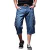 Generic Pantaloncini Cargo da Uomo in Denim a vestibilità Ampia, Multicolore, Larghi, sotto Il Ginocchio, Casual, Streetwear, Blu, Taglia 30