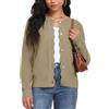 GRECERELLE Cardigan da donna leggero casual a righe francesi abbottonato manica lunga maglione cardigan da donna, cachi, L
