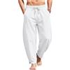 MEDUOLA Pantaloni in Lino Cotone Uomo Harem Y2K Taglio Curvo Pantaloni Casual Leggero Baggy e Ampi con Tasche per Spiaggia Estate