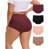 INNERSY Boxer da donna in cotone, a vita alta, 4 - 62, confezione da 4
