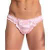 Satini Perizoma Tanga Uomo Cucitura Arricciata, Rosa Pastello, XXL