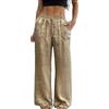 Generico Pantaloni Estivi Donna in Velluto con Ricami Dorati E Coulisse A Gamba Dritta Pantaloni Eleganti E Morbidi E Brillanti per L'Estate E Il Tempo Libero E Le Uscite