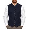 Foweknow Gilet tradizionale da uomo con colletto alto, in velluto, senza maniche, slim fit, vintage, Oktoberfest, elegante giacca tradizionale da uomo, 03 blu oltremare, S