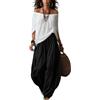 Generic Women 2 Piece Outfits Off Shoulder 3/4 Sleeve Top and Loose Harem Pants Set (White,XXL)