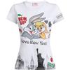 Braccialini T-Shirt Lt T-Shirt a Mezza Manica Decorata con Una Vivace Stampa Che celebra la Città di New York. in Primo Piano, Bugs Bunny e Lola Bunny Sono raffigurati in Un tenero Abbraccio,