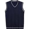 DASONLUE Maglione da uomo senza maniche, con motivo a treccia, scollo a V, vintage, classico, slim fit, caldo, morbido gilet termico, Blu mare, L