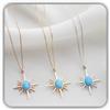 Handmade Delicato oro opale collana, donne minimalista argento blu opale nord stella per mamma Natale gemma oro rosa