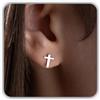 Handmade Argento croce orecchini, croce orecchino a lobo delicato oro minimalista battesimo per ragazze