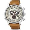 Citizen Promaster Sky Eco-Drive - Orologio da polso da uomo con cronografo, marrone/beige, Nastro