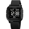 Ziyan Orologio digitale sportivo da uomo, orologio digitale, orologio digitale, orologio da polso a LED, impermeabile, con cronometro, timer per conto alla rovescia, nero - nero, cinghia