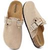 Yenxapei Sabot Uomo Scamosciata, Rivetti Zoccoli Donna, Sughero Pantofole Unisex | Ciabatte con Fibbia Regolabile, Semichiusi Sandali in Pelle, Punta Chiusa Scarpe Comode