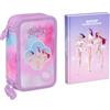 PRESTIGE & DELUXE Astuccio scuola K pop Idols Stars Rumi Mira Zoey | Personaggi Anime | 3 piani completo cancelleria per bambina + Diario scuola 2026-2027 F.to Standard 18x14 cm