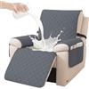 YSTELLAA Copripoltrona 1 Posto Impermeabile, Copripoltrona Relax Reclinabile, Copri Poltrona Con Braccioli Antigraffio Antimacchia, Copri Poltrona Elettrica Antiscivolo Universale, Grigio Scuro