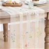 Artoid Mode Tulle bianco con ricamo erba fiori selvatici primavera runner 70x300 cm, decorazione da tavolo cucina per interni vacanza festa decorazione