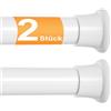 FVONZN Set di 2 aste per tende senza foratura - 78 a 160 cm - Regolabile - Diametro 22 mm - Asta telescopica antiscivolo - Per finestra, telaio di porta, cucina e armadio (bianco)
