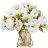 Artifolia Bianco Fiori Finti Seta, Mazzo di Fiori Gigli Rose Finte, 2 Pezzi | Rose Seta Artigianale 34cm, Gigli Realistici, Steli Modellabili, Senza Polline Zero Cura, per Nozze Centrotavola Casa Regalo