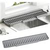 Volminex Tappetino Lavello Cucina, Tappetino per Rubinetto, Grigio 60x12cm | Tappetino Lavandino Paraspruzzi in Silicone per Bagno, Tappetino Scolapiatti, Vassoio Antigoccia, Paraspruzzi per Rubinetti