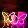 Ulalaza 2 pezzi di luce al neon a LED Insegne al neon a farfalla Luci notturne per la casa per la camera da letto dei bambini Lampade decorative Arte della parete Regalo di compleanno di Natale romantico