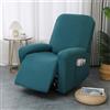 Highdi Copripoltrona Relax Reclinabile Elasticizzato in Jacquard Spesso 4 Pezzi, Copripoltrona Reclinabile 1 Posto con Tasche Laterali, Fodere per Poltrona Antiscivolo Lavabile (Blu Pavone)