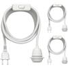 ledscom.de 3 cavi tessili LEKA, spina, interruttore, bianchi, 3 m, portalampada, 1x E27 max. 60 W