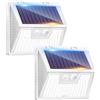 kolpop Luce Solare LED Esterno【2 Pezzi/Cornice Bianca】 Faretti Solari a Led da Esterno con Sensore di Movimento, Luci Solari Esterno IP65 Impermeabile Lampada Solare per Giardino Garage Patio