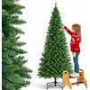 BAKAJI Albero di Natale Slim Molto Folto Ecologico e Ignifugo con Base a Croce in Ferro Pieghevole, Decorazione Natalizia Salvaspazio Foltissima con Rami Realistici (Verde Pino dei Sogni, 210 cm)