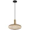 MZStech Lampada a sospensione moderna, lampada a sospensione in vetro ambrato con portalampada in rame dorato